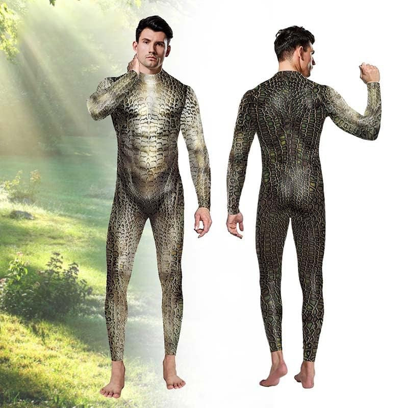 CosplayBoys Combinaison Cosplay Reptile Serpent Vert